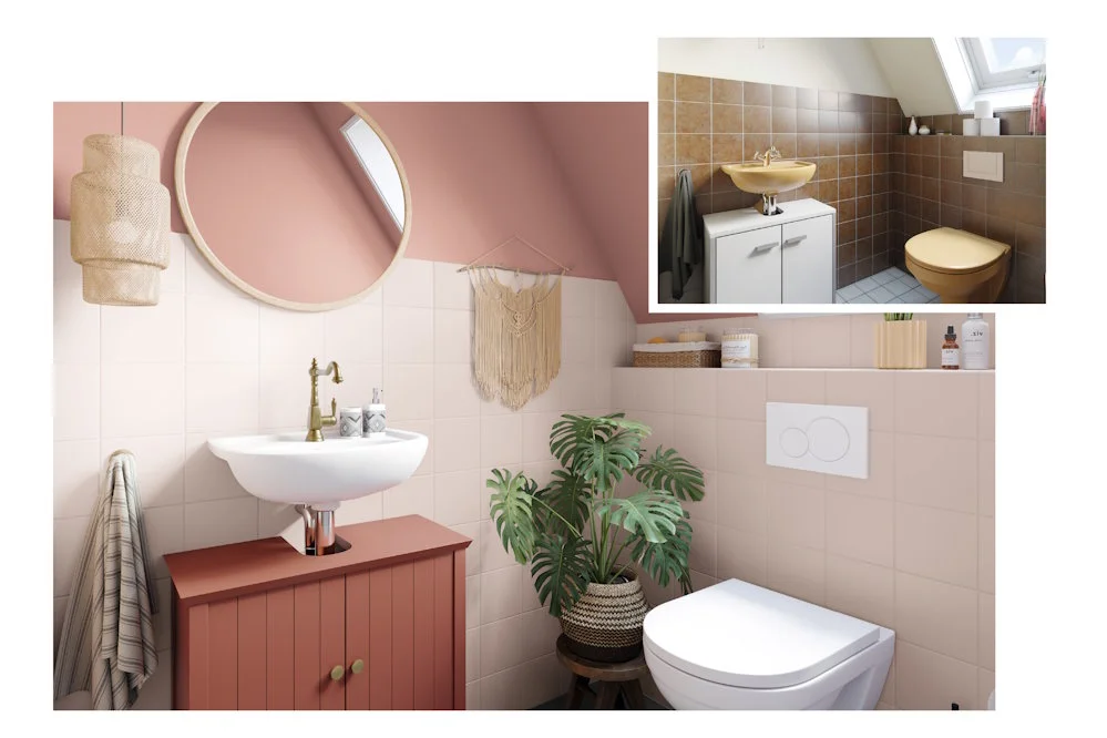 Modernes Badezimmer in Rosé
